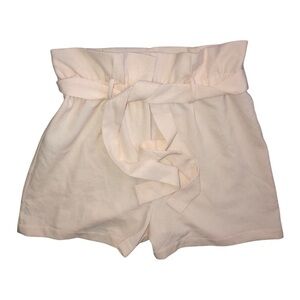 Olivia Grey Cream Belted Paper Bag Shorts Size Medium